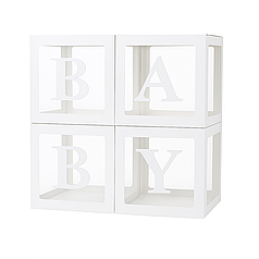 Набір коробок 30 см | 12" для повітряних куль BABY Білі грані