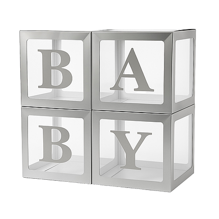 Набір коробок 30 см | 12" для повітряних куль BABY Срібні грані, фото 1
