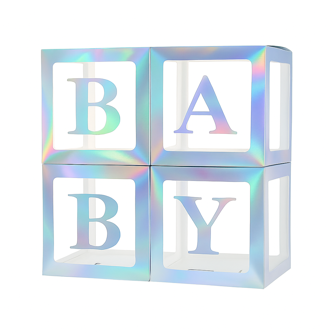 Набір коробок 30 см | 12" для повітряних куль BABY Срібні грані - голографія