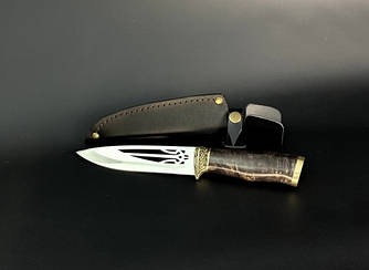 Ніж кухонний подарунковий для полювання "Тризуб" у шкіряному чохлі | Оригінальний подарунок