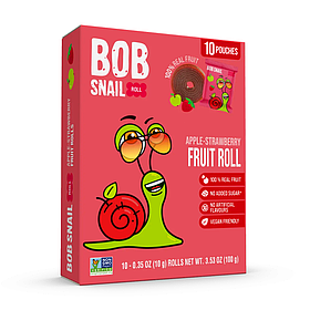 Фруктові цукерки-роли Bob Snail зі смаком яблука та полуниці 100г