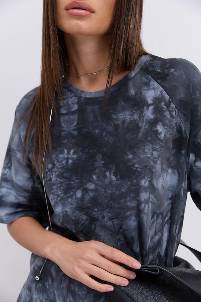 Жіноча футболка oversize з ефектом Tie-Dye і розрізами з боків у трьох кольорах, фото 1