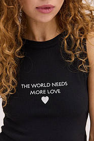 Жіноча укорочена майка жіноча в рубчик із написом