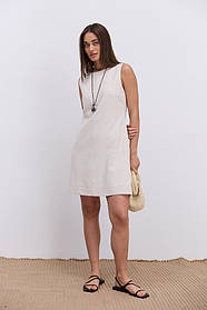 Жіноче лляне плаття без рукавів із широкими бретельками