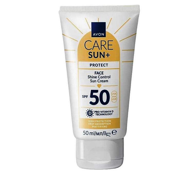 Сонцезахисний матуючий крем для обличчя SPF 50 Avon Care Sun+ Protect Shine Control Sun Cream, фото 1