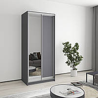 Шафа-купе дводверна MebelStar Стандарт AL ДСП/Дзеркало 90x60x210 см Антрацит (MBS-2413)