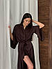 Шовковий жіночий халат довгий халат із шовку армані з поясом і розрізом, фото 3