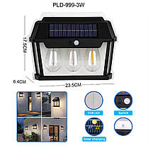 Ліхтар 999-38W вольфрамові лампи, Motion Sensor, 1х18650, сонячна панель, фото 3