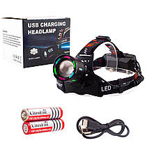 Ліхтар налобний NIGHT VISION FLUORESCENCE SY-8087 1 РЕЖИМ PM10-TG, 2x18650, signal light, ЗУ Type-C, zoom, Box, фото 2