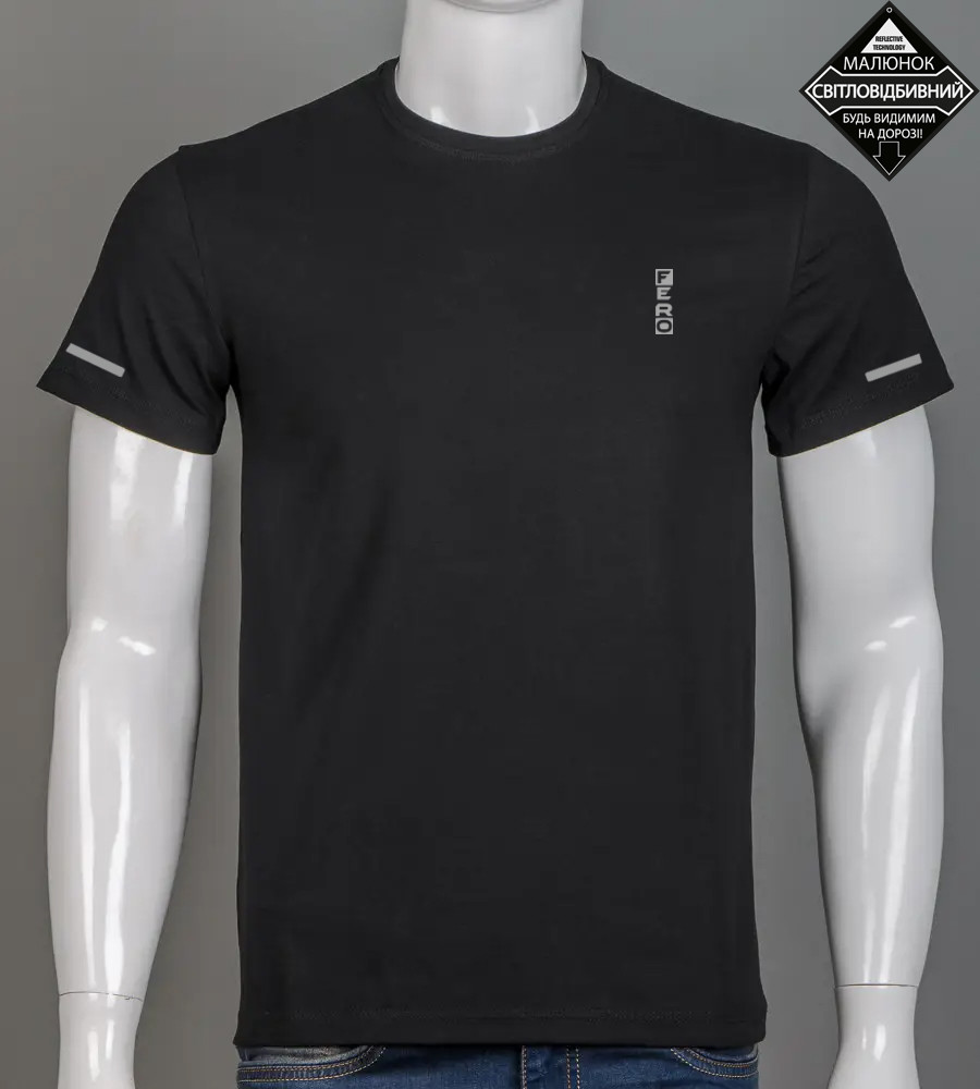 Футболка чоловіча Fero reflective 2520м (Уп.4шт M-XXL), Чорний, фото 1