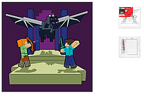 Картина за номерами SANTI "Майнкрафт. Стів та Алекс бій з драконом", 25*25см 955471