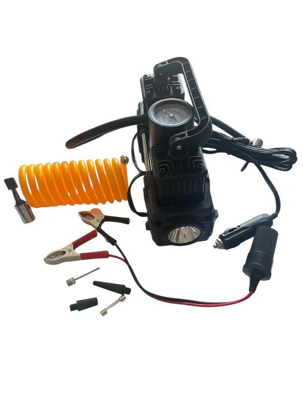 Компрессор автомобильный воздушный для подкачки колес, компрессор с фонариком, с питанием от 12 V, фото 1