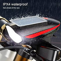 Велофара з сигналом 7599/S7588, сонячна батарея, Waterproof, Li-Ion акум., ЗП Type-C, фото 3