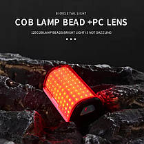 Велоліхтар WQB-514-COB (white+red) вигнутий, Li-Ion акумулятор, ЗП Type-C, фото 4