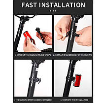 Велоліхтар WQB-514-COB (white+red) вигнутий, Li-Ion акумулятор, ЗП Type-C, фото 5