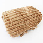 Двоспальний плед-покривало 230х200см, "Шарпей", Бежевий / Велюрове покривало на ліжко, фото 10