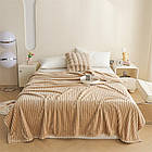 Двоспальний плед-покривало 230х200см, "Шарпей", Бежевий / Велюрове покривало на ліжко, фото 2