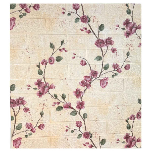 Самоклеюча 3Д панель для стін Бежевий мармур Сакура 700x770x3мм, фото 1