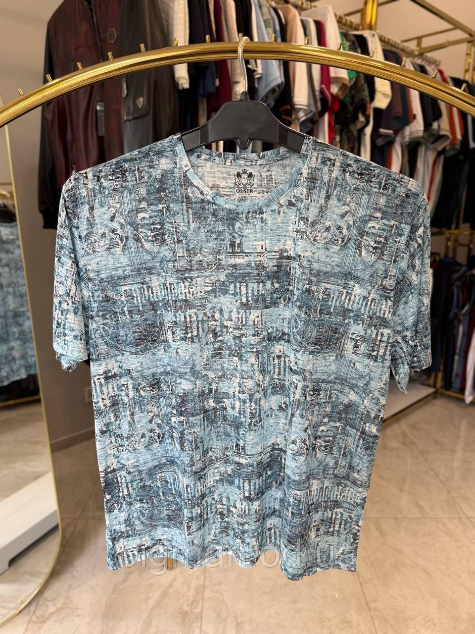 Чоловіча футболка холодок Олсер 9085 Туреччина (батал) 3-6XL блакитна