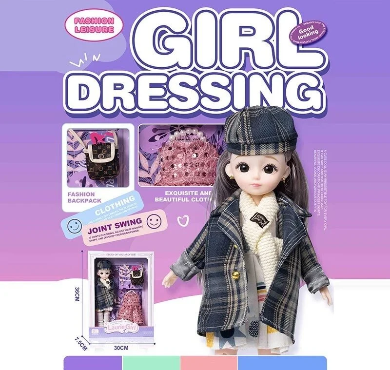 Лялька Girl Dressing (висота — 30 см, шарнірні суглоби, знімне взуття, змінний одяг, аксесуари) Q-A 38, фото 1