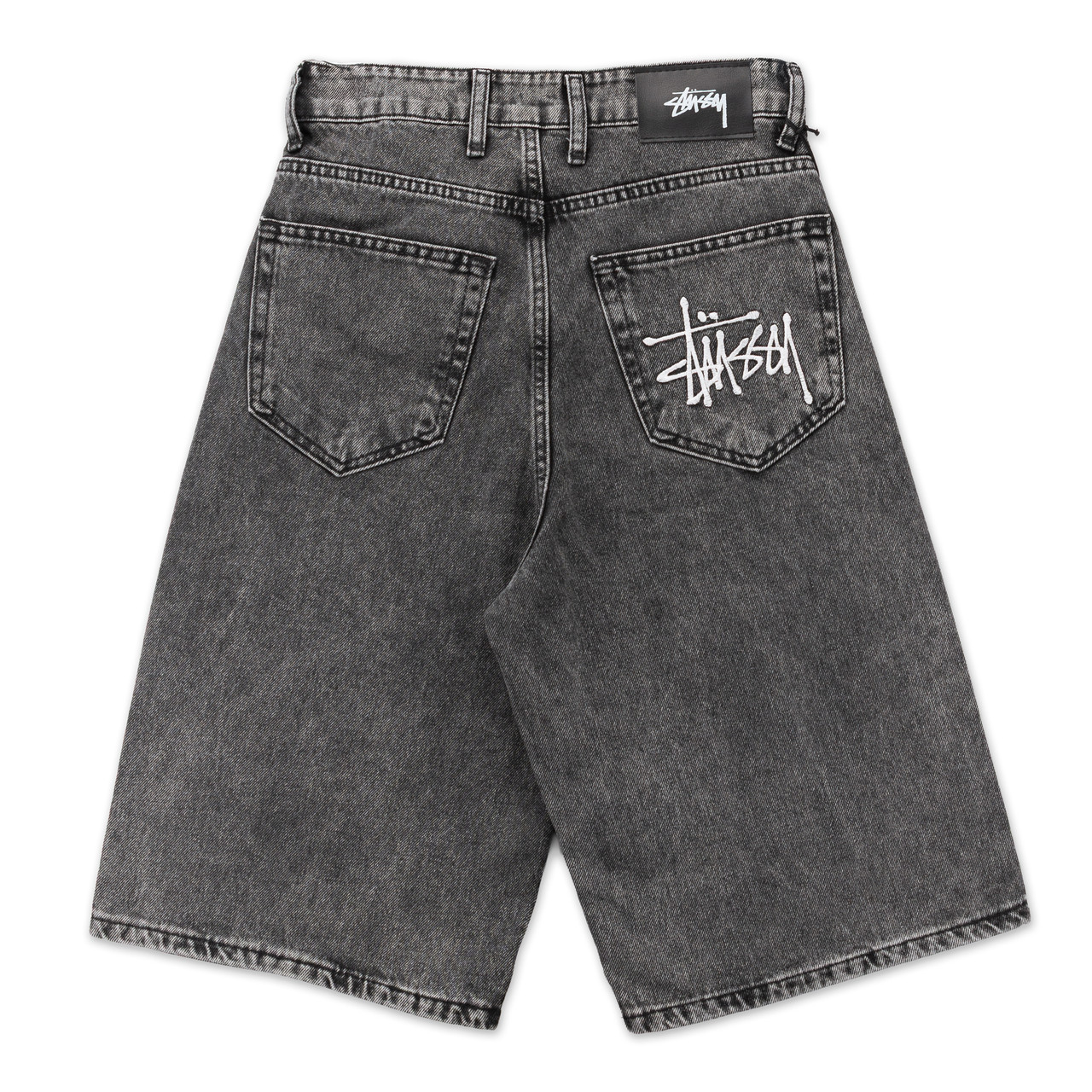 Чоловічі широкі джинсові шорти Stussy, графітові, вільний крій, Y2K стиль, фото 1
