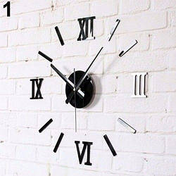 Настінний годинник 3D 40 см Римські чорний