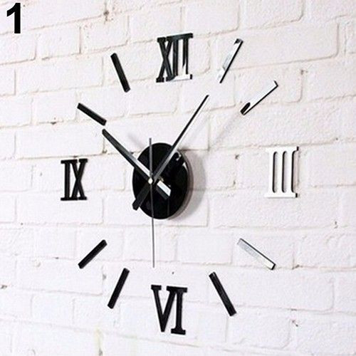 Часы настенные 3D 40 см Римские черные - фото 1 - id-p468691922