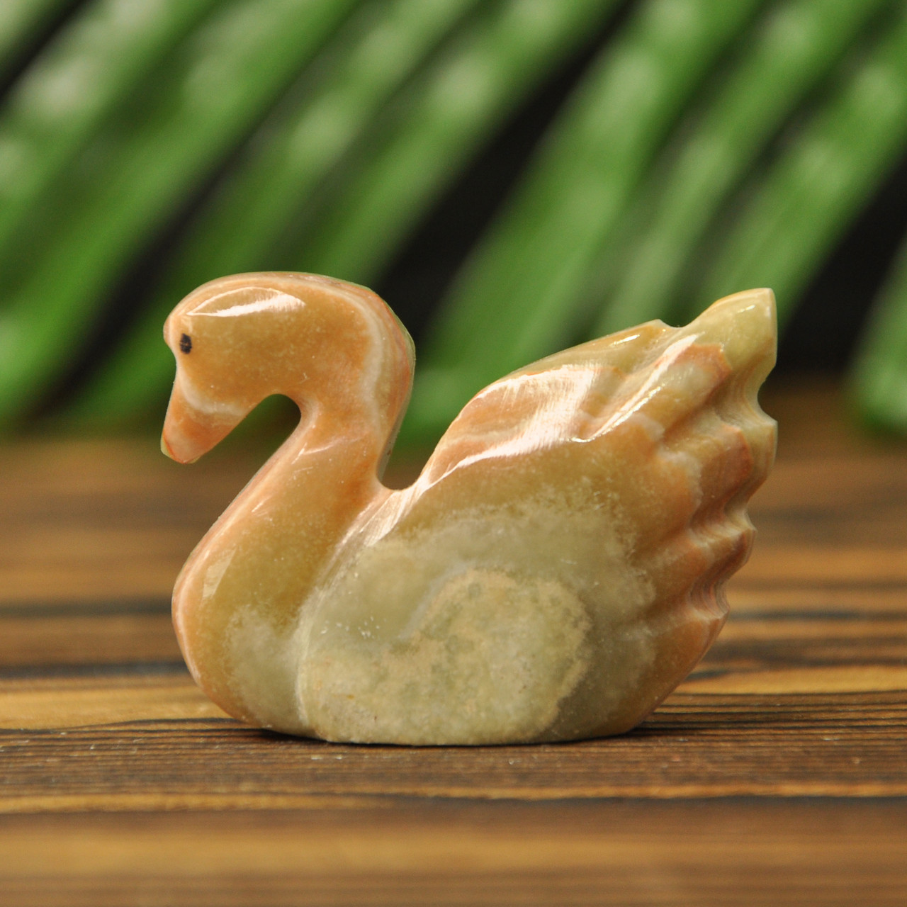 Статуетка лебідь з каменю онікс, 5.5 х 4см (колір, як на фото), фото 1