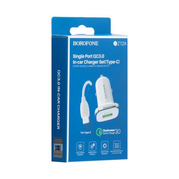 Автозарядний пристрій Borofone BZ12A QC 3.0 Type-C
