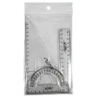 Набір лінійка 15 см + трикутник 17 см + транспортир 10 см