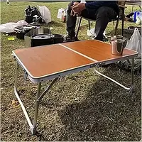 Коричневий  Стіл компактний складаний для дому, кемпінгу-пікніка Folding table AND844-846