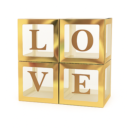 Набір коробок 30 см | 12" для повітряних куль LOVE Золоті грані, фото 1