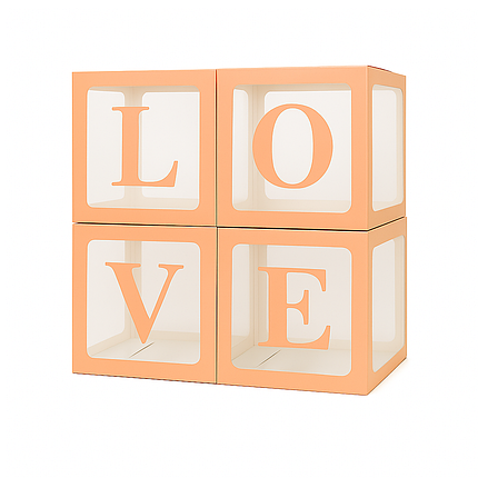 Набір коробок 30 см | 12" для повітряних куль LOVE - Персикові грані, фото 1