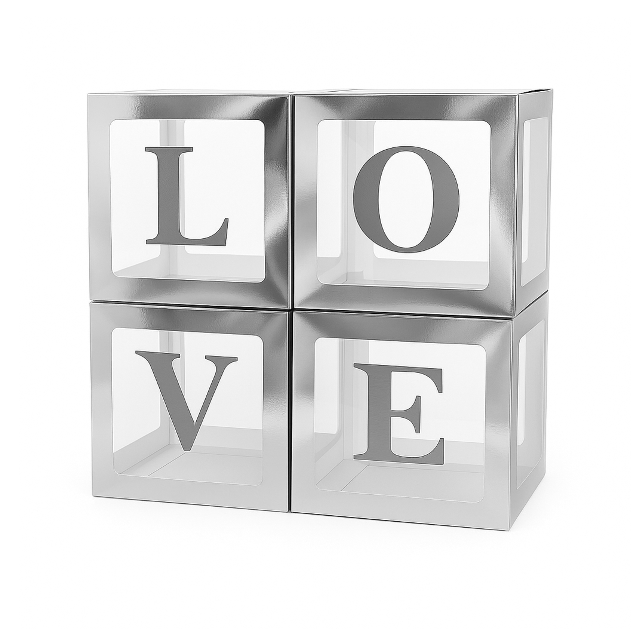 Набір коробок 30 см | 12" для повітряних куль LOVE Срібні грані