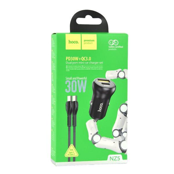 Автозарядний пристрій Hoco NZ5 Smooth road PD 30W+QC3.0 Type-C to Type-C