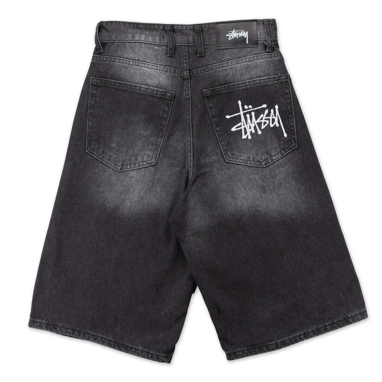 Чоловічі широкі джинсові шорти Stussy, чорні варені, вільний крій, Y2K стиль, фото 1