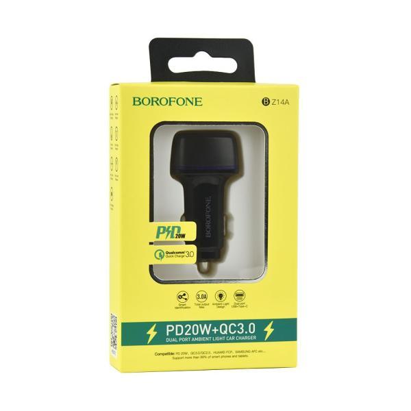 Автозарядний пристрій Borofone BZ14A PD20W+QC3.0 3A
