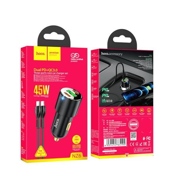 Автозарядний пристрій Hoco NZ6 PD45W Type C to Lightning