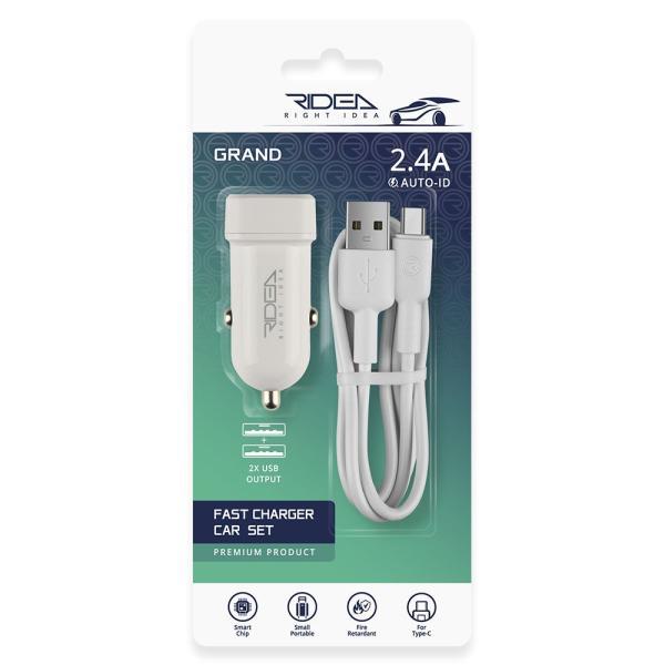 Автозарядний пристрій Ridea RCC-21212 Grand Type-C 2USB 2.4 A