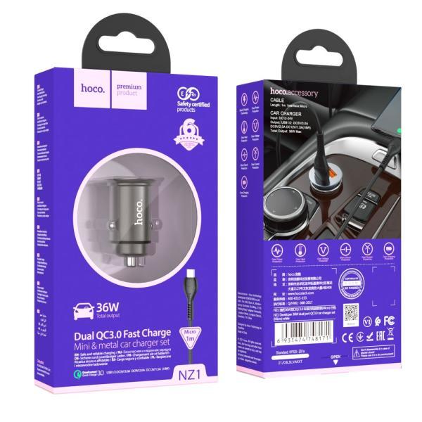 Автозарядний пристрій Hoco NZ1 36W QC3.0 Micro