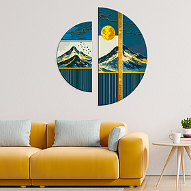 Картина за номерами Японський пейзаж з фарбами металік (напівкруги) 70*70 см Орігамі OSR 1005