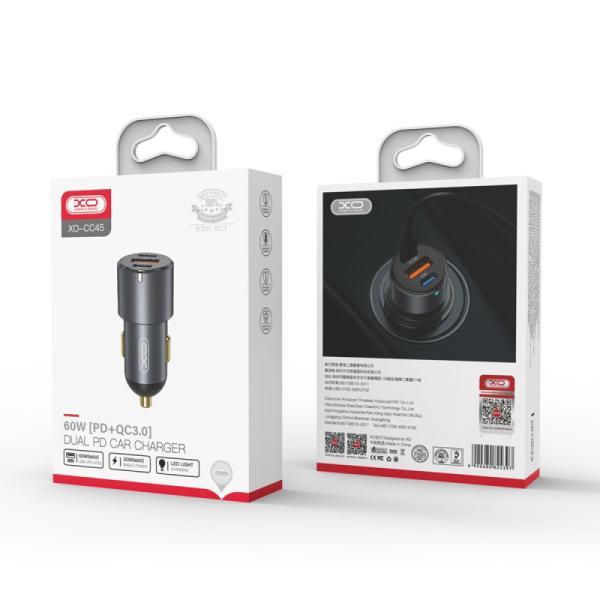 Автозарядний пристрій XO CC45 PD30W PD+USB30W Shared 60 W Metal