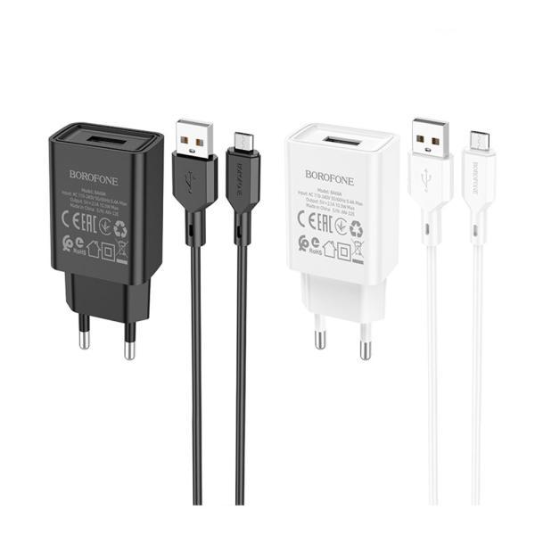 Мережевий зарядний пристрій Borofone BA68A Micro 1USB 2.1A