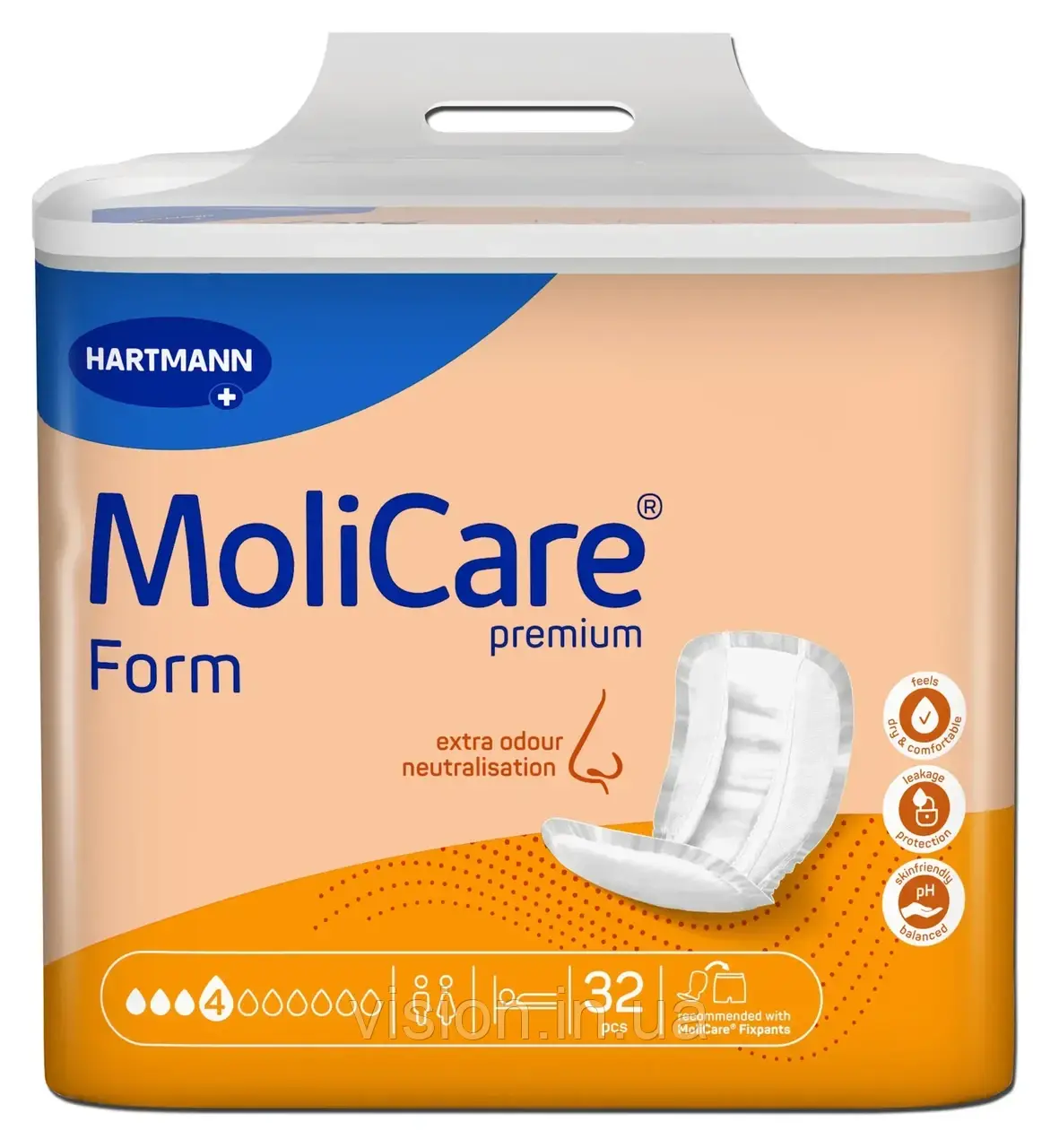 Прокладки анатомічної форми при нетриманні сечі і калу MoliCare Premium Form 4 краплі 32шт, фото 1