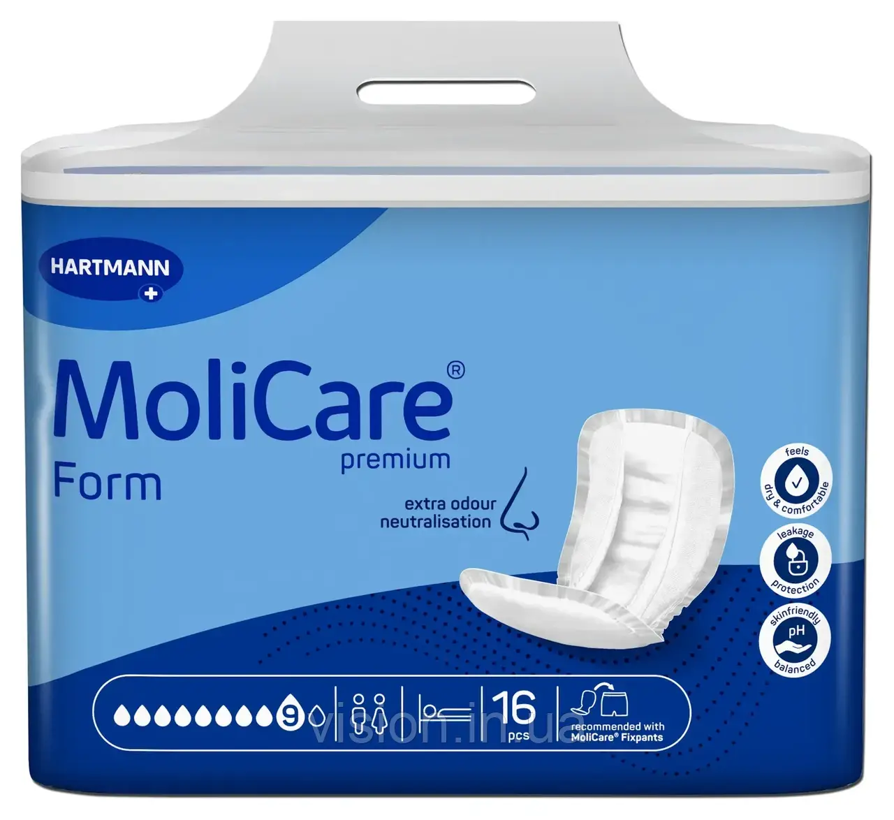 Прокладки анатомічної форми при нетриманні сечі і калу MoliCare Premium Form 9 крапель 16шт, фото 1