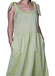 Сукня Ярослав льон із зав'язками, лляна зелена сукня, фото 2