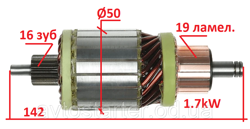 Якорь стартера (ротор) MERCEDES VARIO, VITO, SPRINTER , CITROEN AX, SAXO, XSARA, NISSAN MARCH, INTERSTAR, фото 1