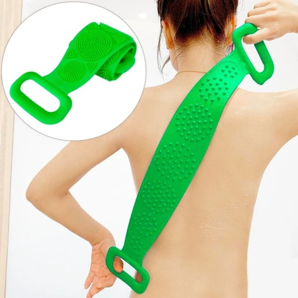 Двостороння силіконова мочалка Silica Gel Bath Brush Зелена, фото 1