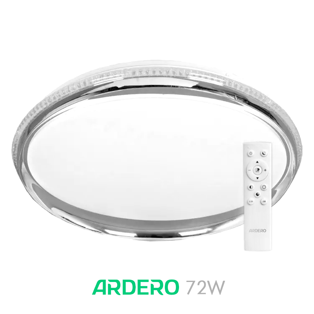Світлодіодна люстра AURORA 72W AL6055 ARD бiла-хром Ardero 2700-6500К 5400Lm світильник з пультом ДУ Ø500х100мм