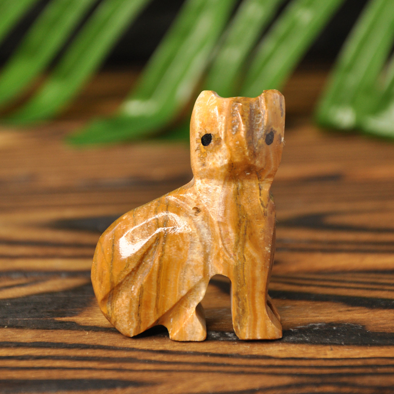 Статуетка кіт з натурального каменю онікс, 5.5 х 4 см (колір, як на фото), фото 1